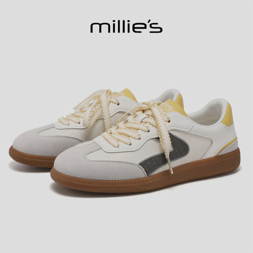 MILLIE'S/妙丽春季复古风撞色德训鞋女厚底系带休闲鞋百搭运动鞋 - 图1
