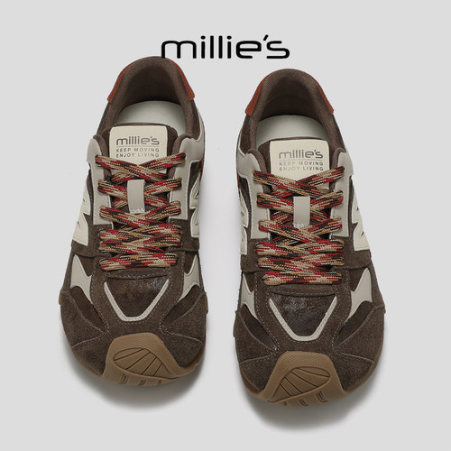 MILLIE'S/妙丽2026春季新款舒适百搭运动休闲鞋系带拼接德训女鞋 - 图0