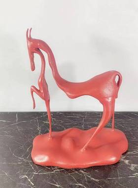 新中式样板间客厅书装2387房饰简约黑色镂空马属摆件金抽象艺术