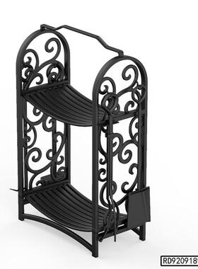 RD920918家直销厂欧美铁艺木柴架柴架木材架壁炉用具收纳架四件火