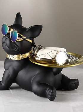 新款直销玄关放钥匙托盘法斗狗狗收纳摆件客厅轻奢入户门口鞋柜家