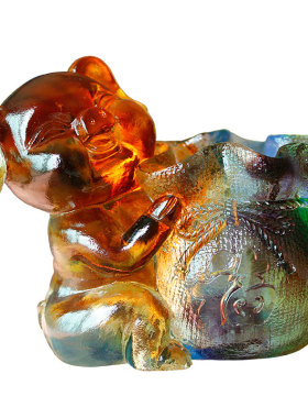 琉璃摆件福猪笔筒实用办公桌会议纪念品同学朋友生日礼品礼物刻字