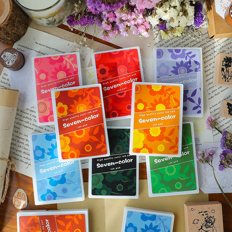 儿童手指画彩色印泥珠光七彩黑色幼儿园手账DIY印章橡皮章印台紫,淘宝优惠券,粉丝福利购,淘宝优惠卷