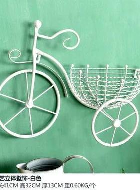 直销新款创意自行车欧式铁艺壁饰壁挂花架花篮客厅阳台墙上悬挂花