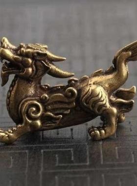 镇宅招财物件实心黄铜貔貅摆件 (公母一对)招财送福镇宅麒麟神兽