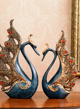 欧式摆件软装创意玄关美式酒柜家居饰品新婚乔迁新居礼物爱情天鹅