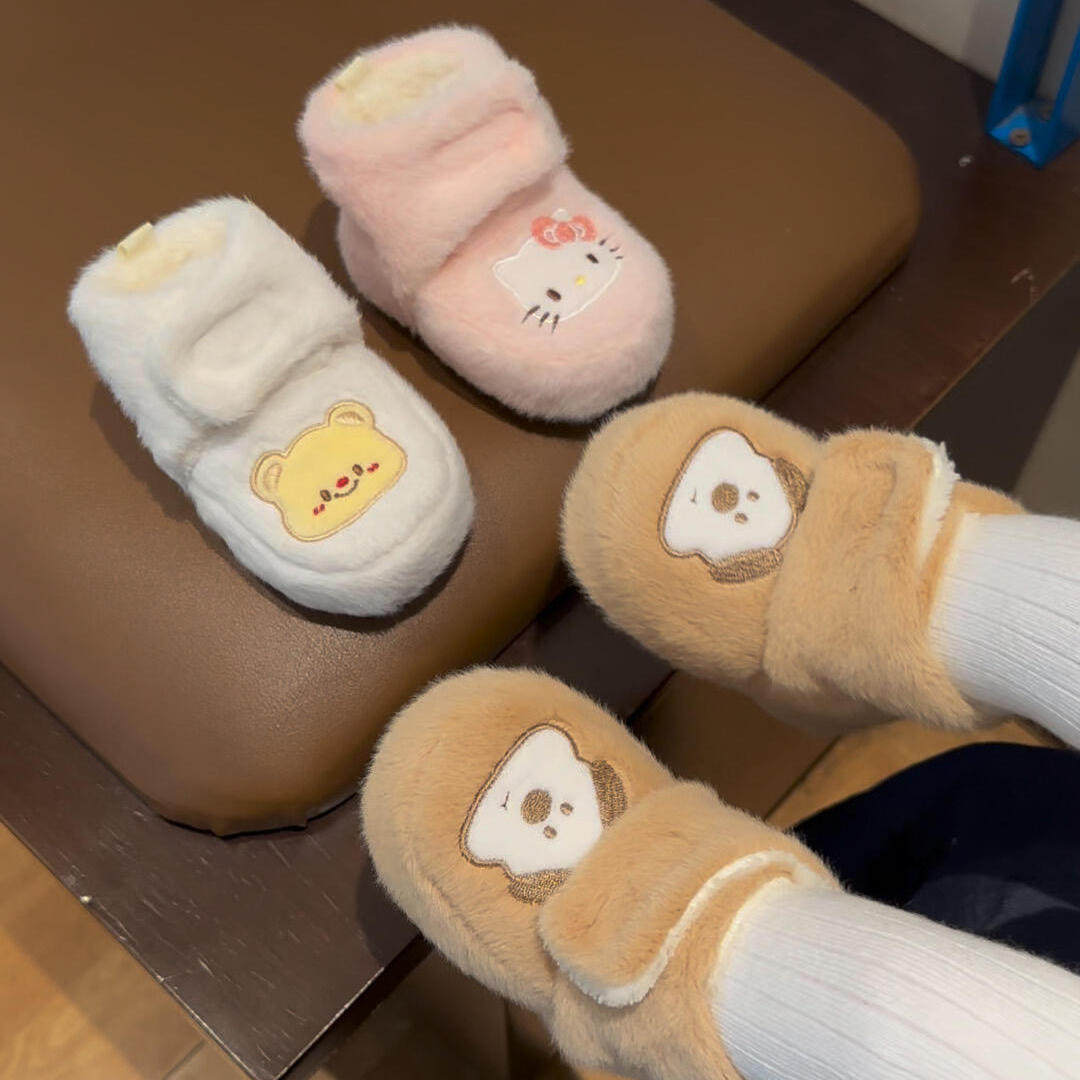 粉色小猫婴儿棉拖鞋保暖加厚地板鞋步前鞋6到12个月冬季加绒软底,淘宝优惠券,粉丝福利购,淘宝优惠卷