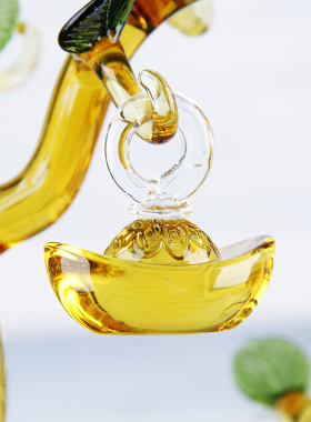 黄水晶元宝摇钱树摆件钱币树创意酒柜客厅开业乔迁礼品家居装饰品