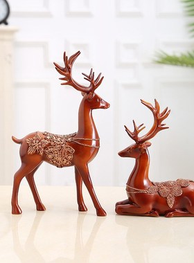 欧式麋鹿摆件酒柜装饰品招财创意结婚礼物家居客厅书房实用工艺品