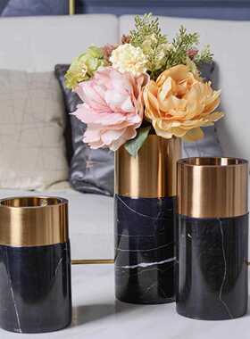 新款直销简约现代大理石圆形花瓶欧式客厅茶几软装饰品北欧电视柜