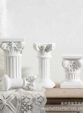 直销新款北欧树脂罗马柱烛台小天使拍照道具背景家居客厅桌面装饰