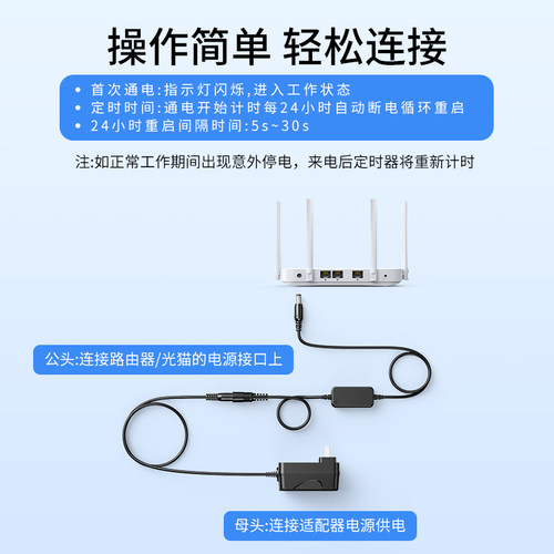 达而稳 路由器自动重启线光猫WiFi定时复位24小时自动断电控制器 - 图0