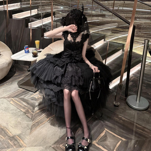雀之羽lolita芭蕾风公主裙成人生日礼服华丽重工吊带蛋糕连衣裙 - 图0