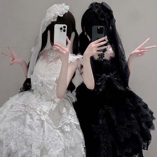 雀之羽lolita芭蕾风公主裙成人生日礼服华丽重工吊带蛋糕连衣裙 - 图2