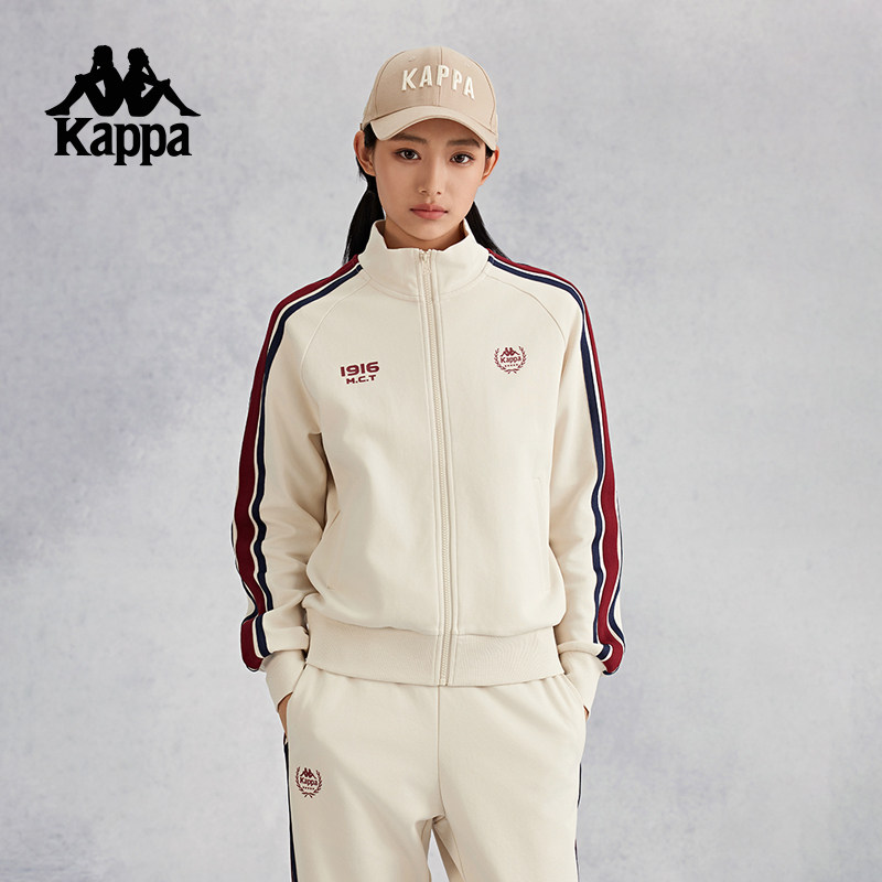 Kappa卡帕背靠背运动开衫卫衣女款2024新款休闲立领针织上衣外套,淘宝优惠券,粉丝福利购,淘宝优惠卷