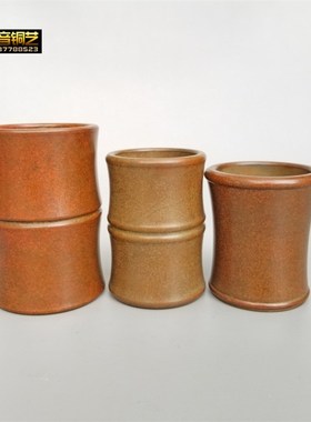 加厚纯铜笔筒古铜摆件书房用品教师老师办公礼品马到功成笔筒黄铜