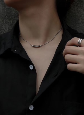 简约个性项链男女轻奢小众纯银冷淡风小茄子百搭锁骨链情侣高级感