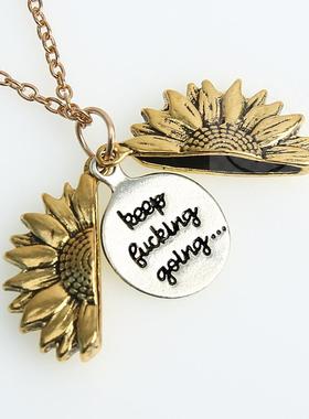 。Jewelry alloy flower can open sunflower lettering mother b