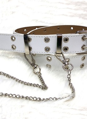 Fashion Alloy Luxury Leather Chain Belt Straps for Women Men