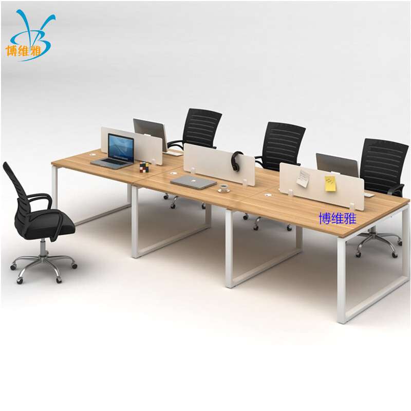 钢木结合办公桌椅组合简约现代办公室员工位单人位电脑桌财务书桌 - 图0