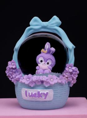 直销新款可爱卡通摇篮兔小号水晶球树脂工艺摆件飘雪发光礼物精品