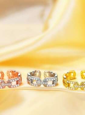 Chain simple ring full of diamonds womens ring jewelry fash