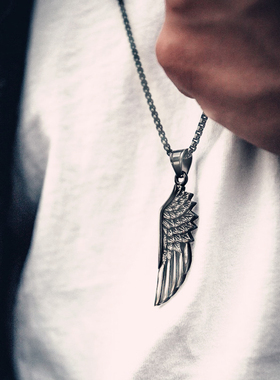 Hot Fashion Feather Men Pendant Necklace Punk Vintage Stainl