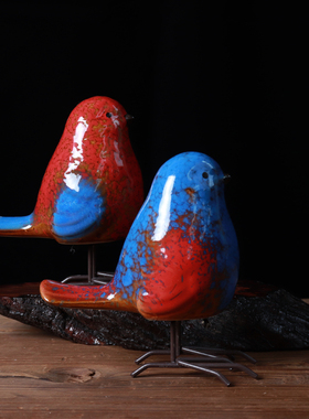 美式乡村欧式可爱陶瓷小鸟创意窗台庭院小摆件软装家居玄关装饰品