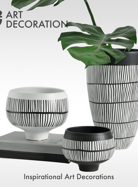 轻奢样板房售楼处陶瓷花瓶艺术花器玄关新中式北欧软装饰品摆件