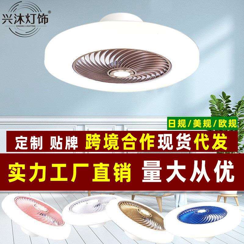 跨境风扇灯静音简约吸顶灯电扇风吊灯带一体卧室0餐厅XM-16灯11V - 图0