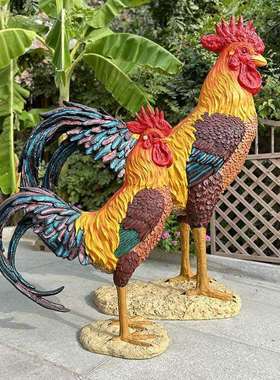 户花园1620-162大型地摆件仿真大鸡雕外塑农家乐庭院装公落饰门店