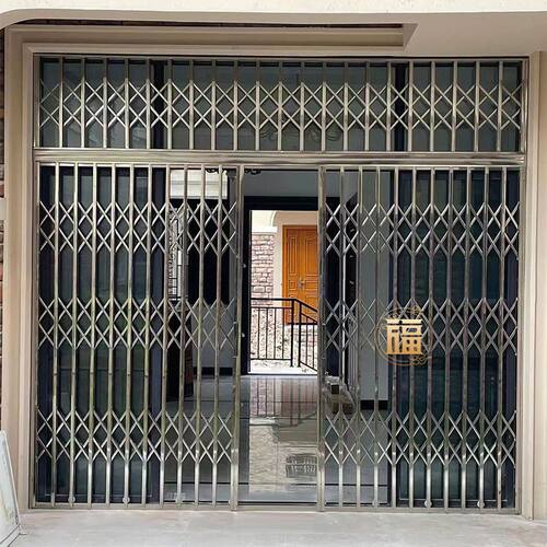 304不锈钢拉闸门通风铁闸门格栅门防盗折叠门阳台推拉伸缩门家用 - 图3