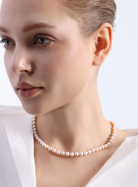 TRK极光天然淡水珍珠项链女S925银元宝扣小众设计感轻奢优雅项链