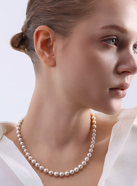 TRK优雅珠宝极光天然淡水珍珠项链女S925银简约大气轻奢颈链送礼