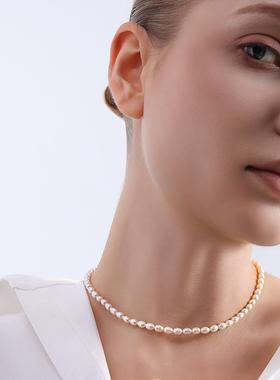 TRK优雅珠宝极光天然淡水珍珠项链女S925银小米珠设计感简约百搭