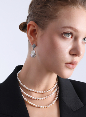 TRK优雅珠宝天然淡水珍珠长项链女S925银轻奢设计毛衣链气质送礼