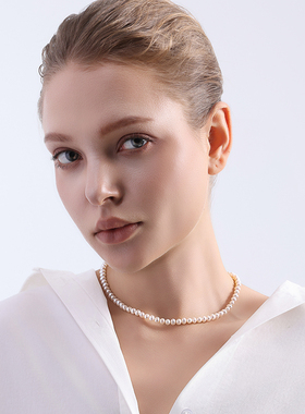 TRK优雅珠宝极光天然淡水珍珠项链女S925银原创设计简约时尚送礼