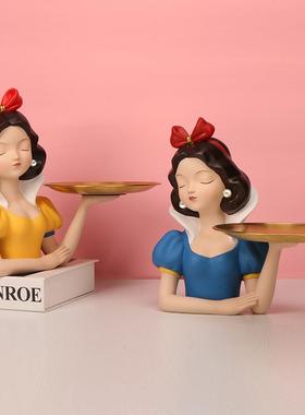 直销新款北欧轻奢白雪公主爱丽丝女孩托盘摆件客厅电视柜玄关家居