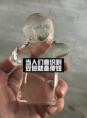 桌面装饰魔幻手机同款傻妞发光摆件送女生透明水晶少女摆件精致