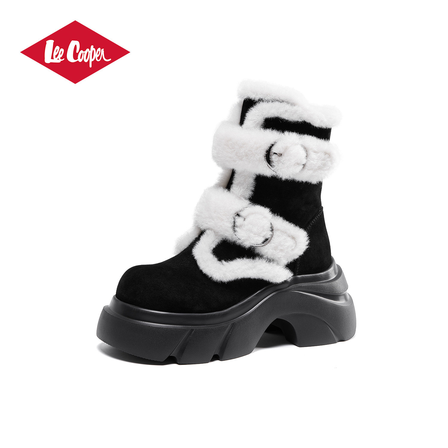 Lee Cooper厚底毛毛雪地靴女2025冬季新款加绒加厚保暖东北马丁靴,淘宝优惠券,粉丝福利购,淘宝优惠卷