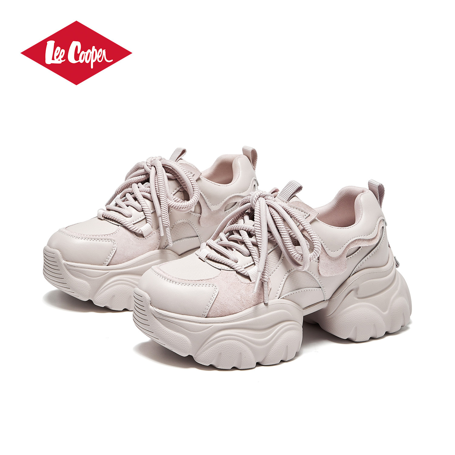 Lee Cooper6cm增高老爹鞋女2026春季松糕鞋百搭ins休闲运动小白鞋,淘宝优惠券,粉丝福利购,淘宝优惠卷