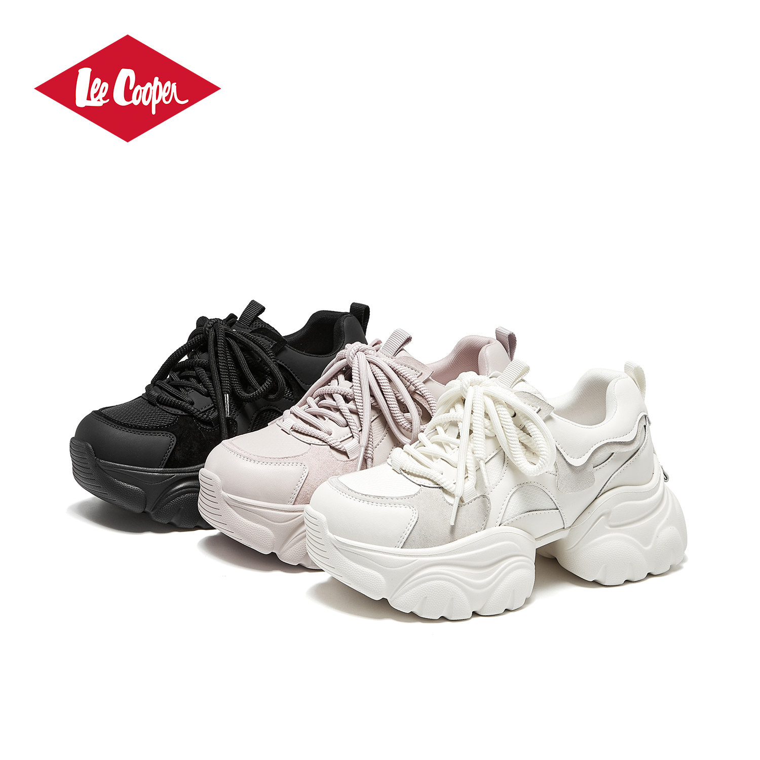 Lee Cooper6cm增高老爹鞋女2026春季松糕鞋百搭ins休闲运动小白鞋,淘宝优惠券,粉丝福利购,淘宝优惠卷