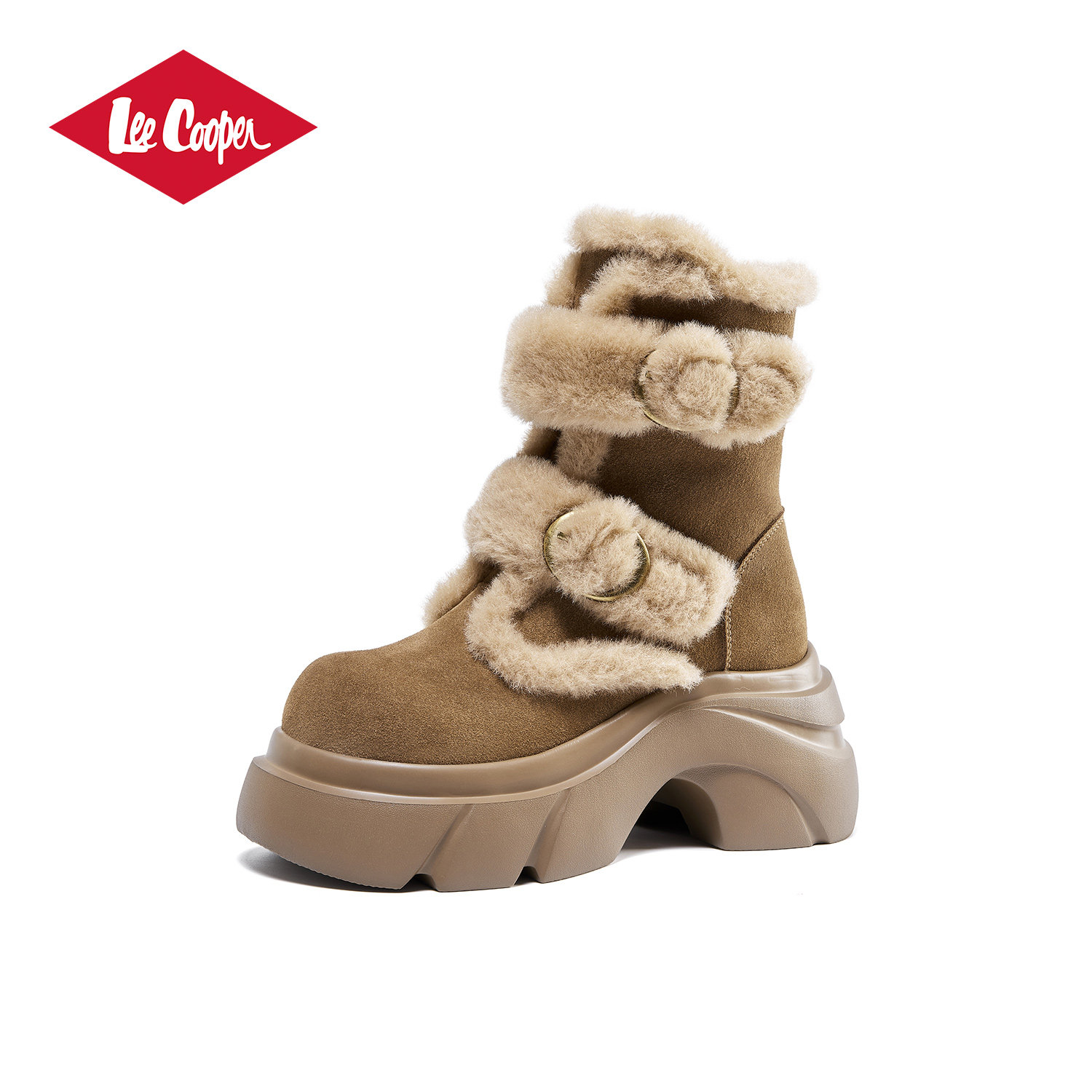 Lee Cooper厚底毛毛雪地靴女2025冬季新款加绒加厚保暖东北马丁靴,淘宝优惠券,粉丝福利购,淘宝优惠卷