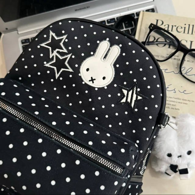 Cartoon cute polka dot Miffy bunny backpack for women