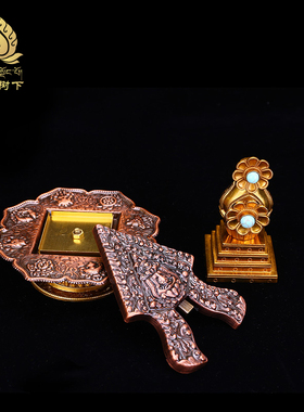 朵玛纯铜供具摆件供具尼泊尔手工三根本食子朵玛总集摆件