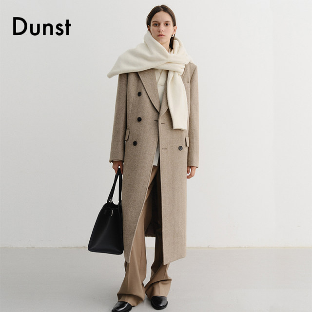Dunst【允仔同款】2025冬季新品合身剪裁双排扣羊毛大衣UDCO5D125