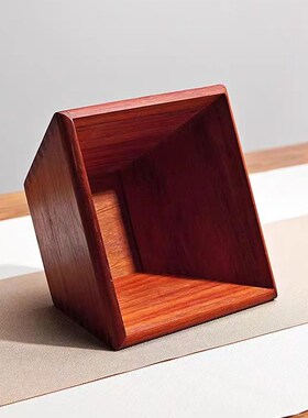 复古风实木米斗老式木升子结婚用木制储物无盖红花梨色整理盒中式