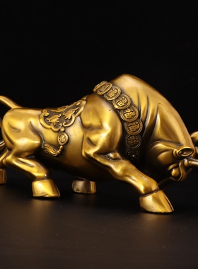 极速铜牛摆件 百福牛 生肖牛家居工艺装饰品办公桌室客厅招财华尔