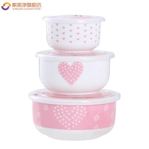 可微波炉加热饭盒上班族专用碗便当盒密封保鲜碗带盖子陶瓷带饭餐 - 图3