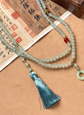 新中式国风长款圆扣斜挎链